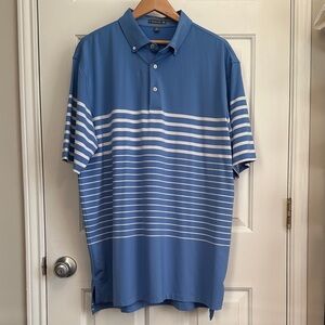 Peter Millar Blue Polo with White Stripes